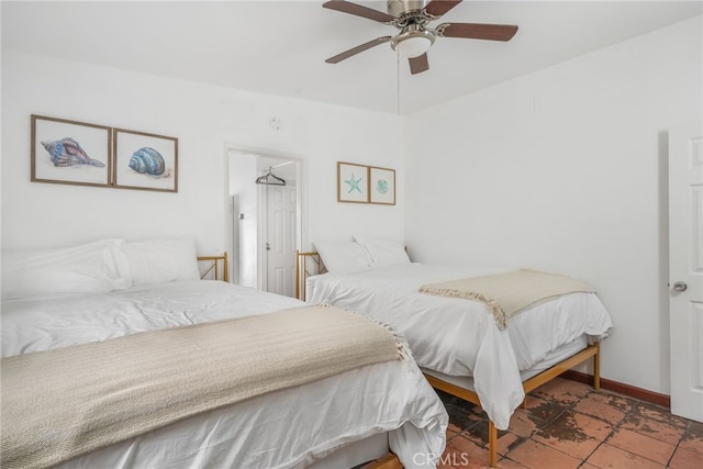 bedroom featuring ceiling fan