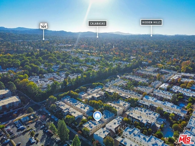 drone / aerial view with a mountain view