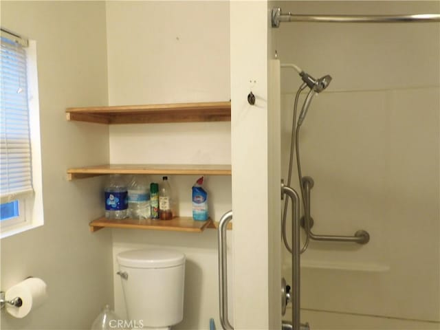 bathroom with toilet and a shower