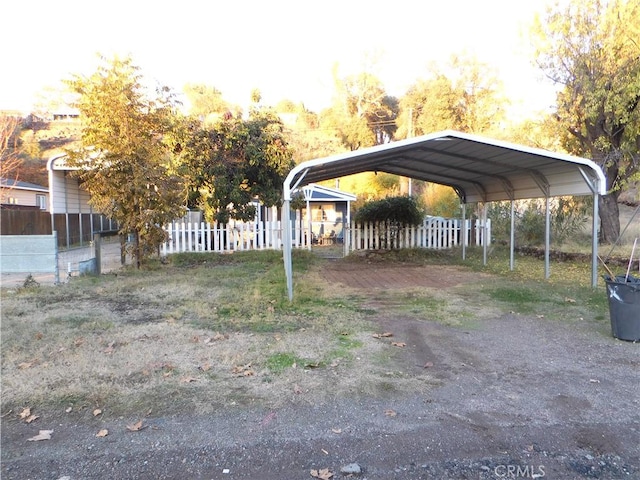 parking at dusk with a carport