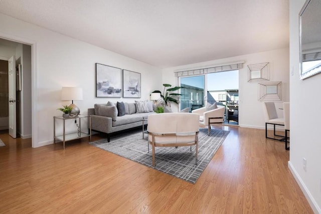 living room with wood-type flooring