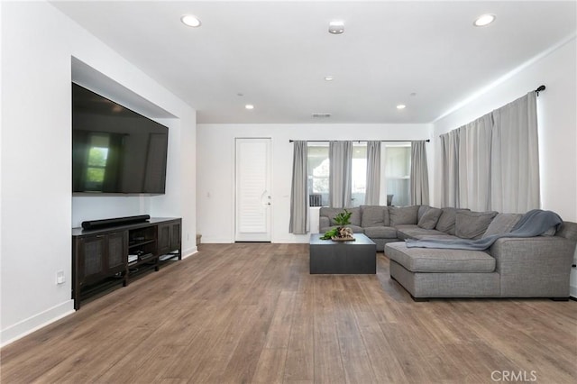 living room featuring hardwood / wood-style flooring