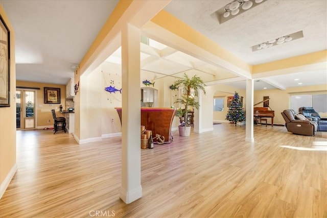 interior space with light hardwood / wood-style floors