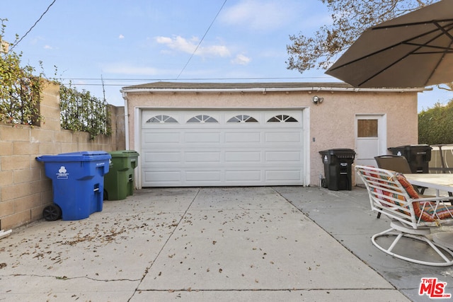 view of garage