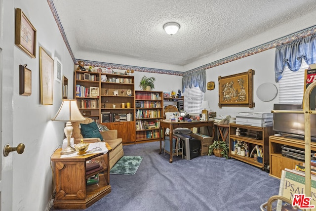 interior space with a textured ceiling