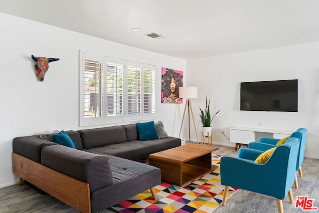 living room with wood-type flooring