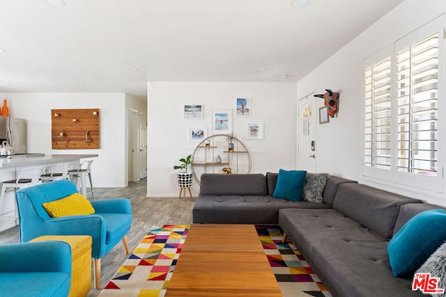 living room with light wood-type flooring