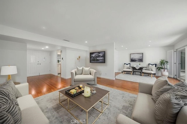 living room featuring light hardwood / wood-style floors