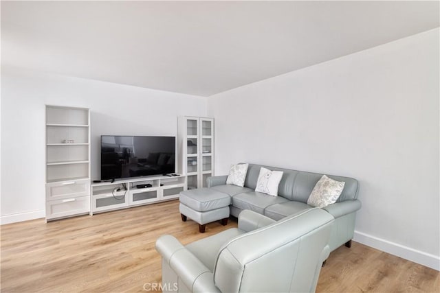 living room with hardwood / wood-style flooring