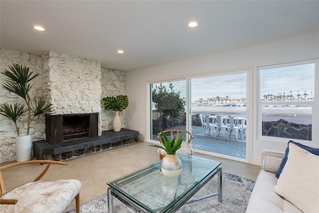 1809 W Bay Ave, Newport Beach, CA 92663 - living room with a stone fireplace