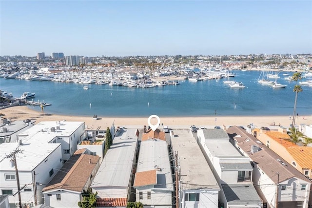 property view of water featuring a view of the beach