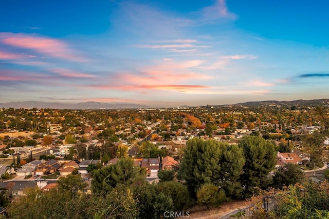 view of aerial view at dusk