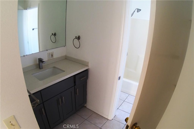 bathroom featuring tile patterned floors, vanity, and shower / washtub combination