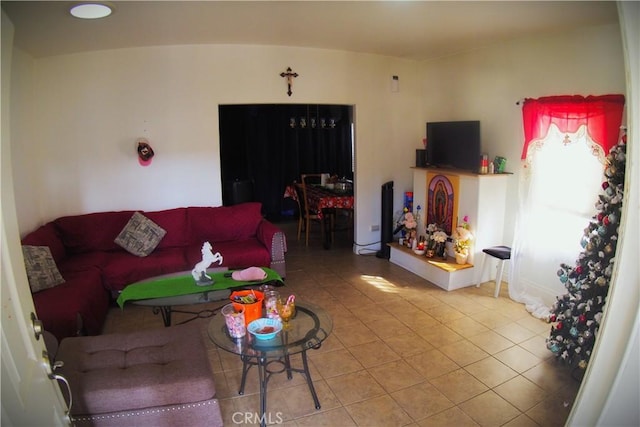 view of tiled living room