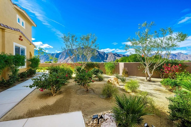 view of yard with a mountain view