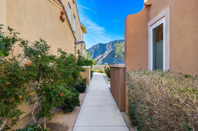 exterior space featuring a mountain view