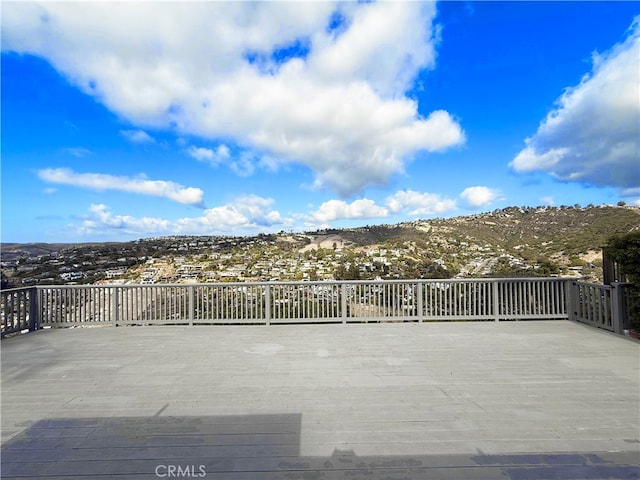 view of patio with a mountain view