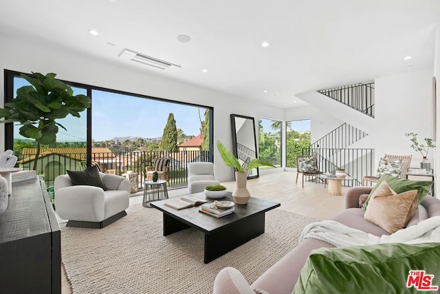 living room featuring light hardwood / wood-style flooring