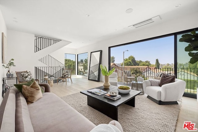 living room featuring light hardwood / wood-style floors