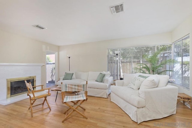 living room featuring light wood-type flooring