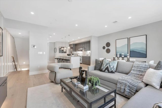 living room featuring light hardwood / wood-style floors