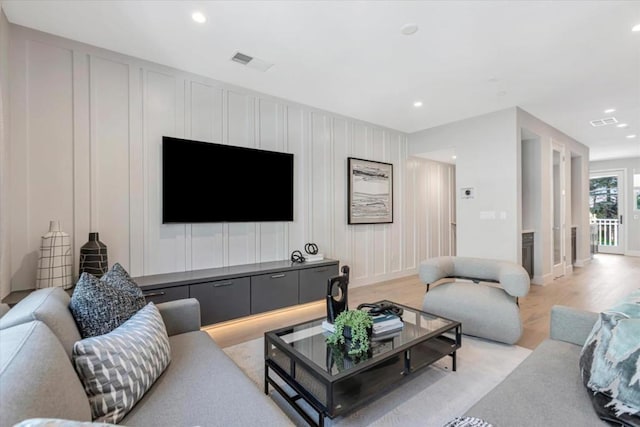 living room featuring light hardwood / wood-style floors