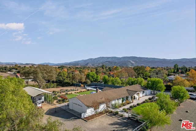 aerial view with a mountain view