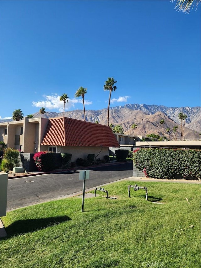 view of yard featuring a mountain view