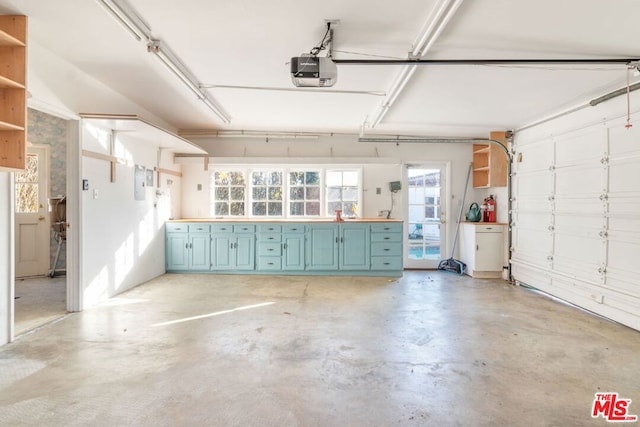 garage with a garage door opener