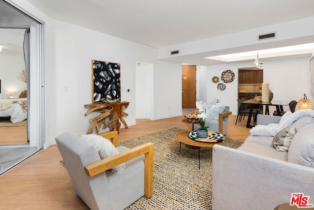 living room featuring light hardwood / wood-style floors