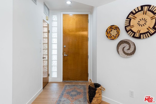 entrance foyer with light hardwood / wood-style floors