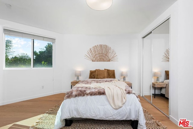 bedroom featuring a closet and hardwood / wood-style flooring