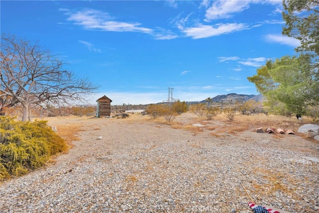 exterior space featuring a mountain view