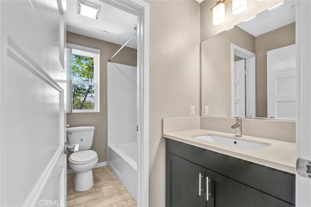 full bathroom with toilet, shower / bath combination, and vanity