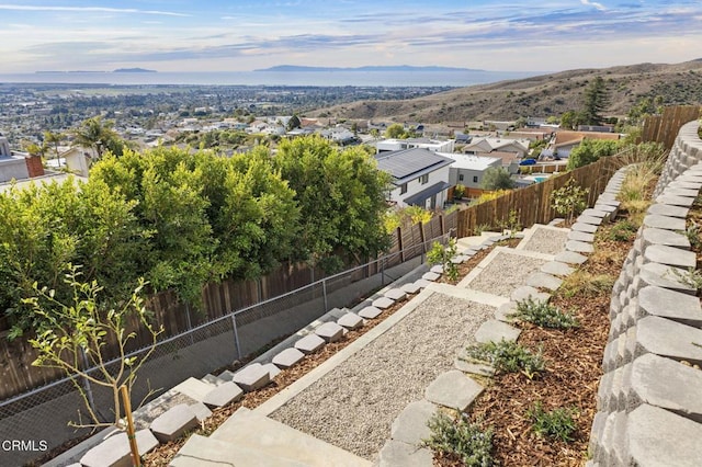 exterior space featuring a mountain view