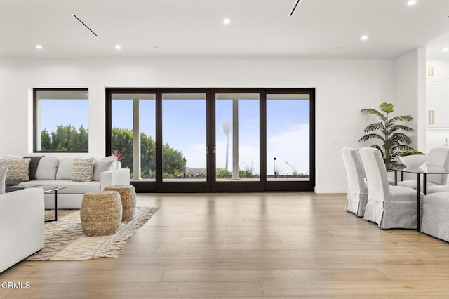 living room featuring light wood-type flooring