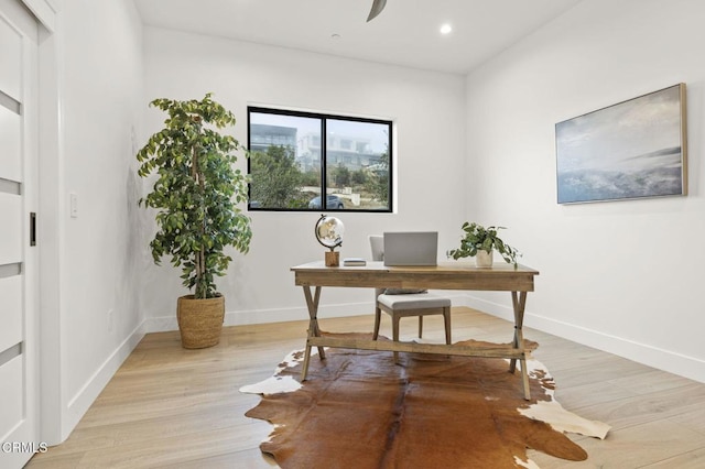 office featuring light hardwood / wood-style flooring