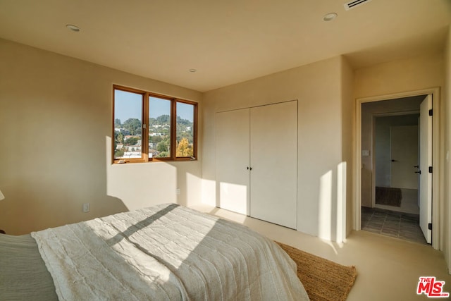 bedroom featuring a closet