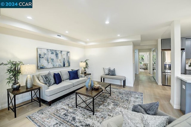 living room featuring light hardwood / wood-style floors