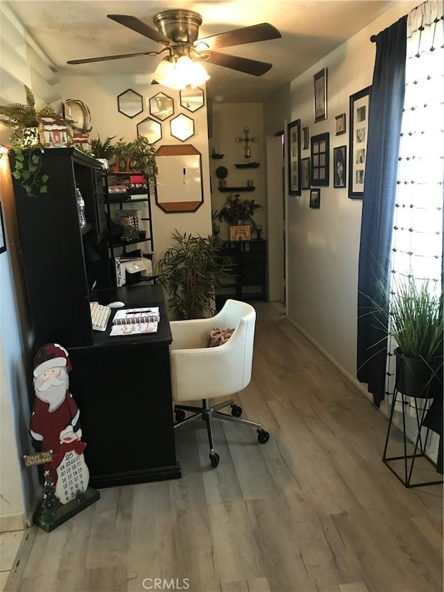 office featuring hardwood / wood-style flooring and plenty of natural light