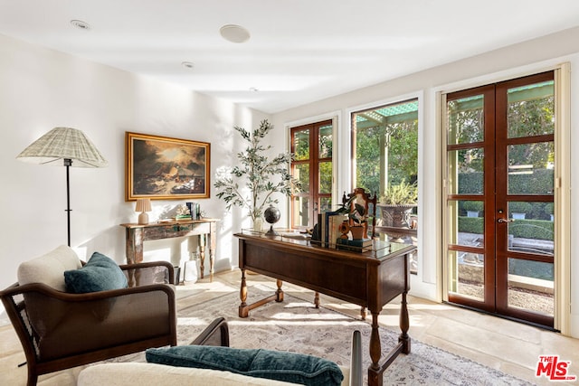 home office with french doors