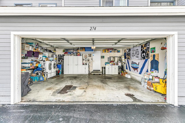 garage with separate washer and dryer