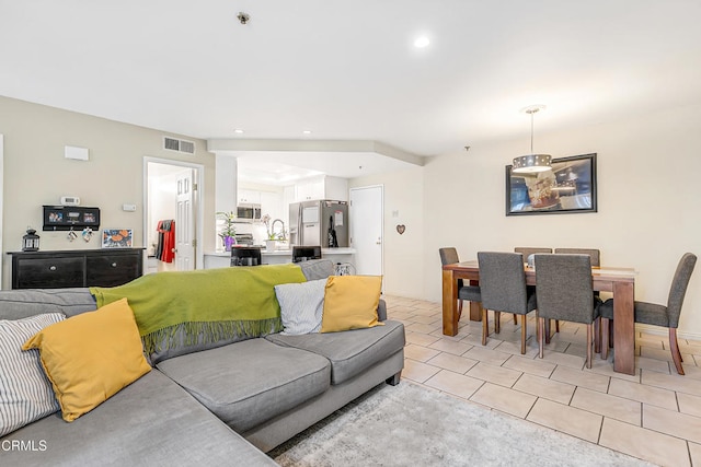 view of tiled living room