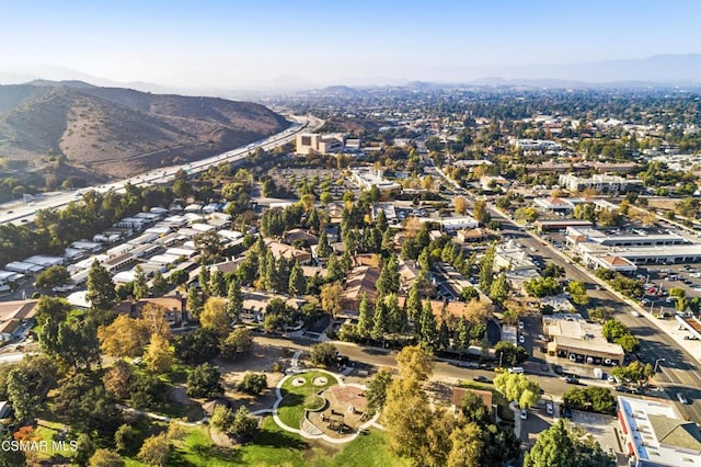 aerial view with a mountain view