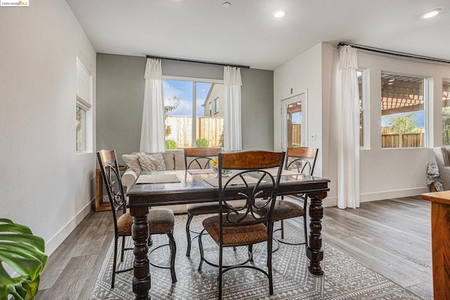 dining room with wood-type flooring