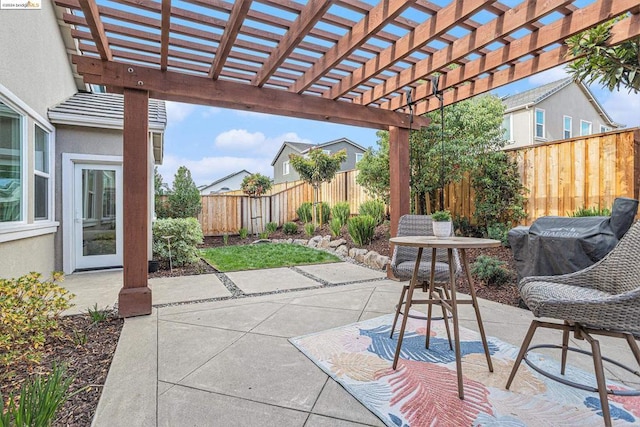 view of patio / terrace featuring a pergola