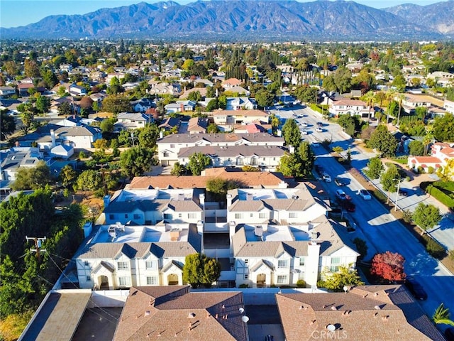 drone / aerial view featuring a mountain view