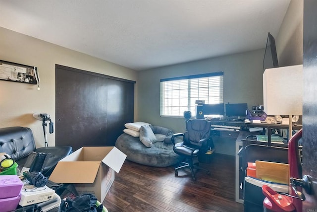 office area featuring dark hardwood / wood-style floors