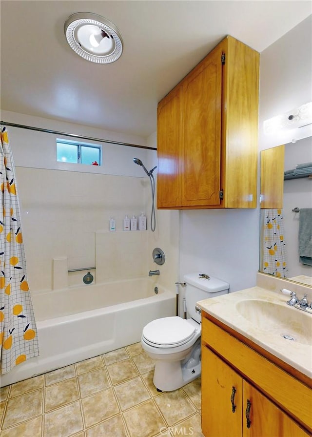 2049 Argyle Ave, Los Angeles, CA 90068 - full bathroom featuring shower / bath combo with shower curtain, vanity, and tile patterned flooring