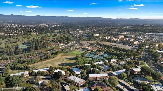 birds eye view of property with a mountain view